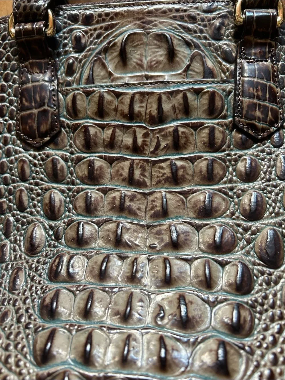 Brahmin Duxbury Brown Croc Embossed Ombré Finish Satchel